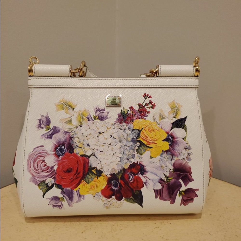 Authentic Dolce & Gabbana Sicily White Floral Handbag